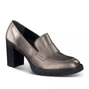 New Paul Green Nina Loafer Pump Grunge Metallic Leather Sz 9